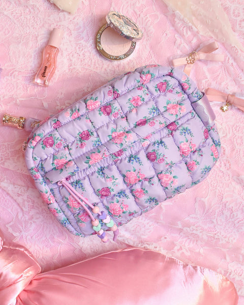 quilted scrunchies floral printed pouch
