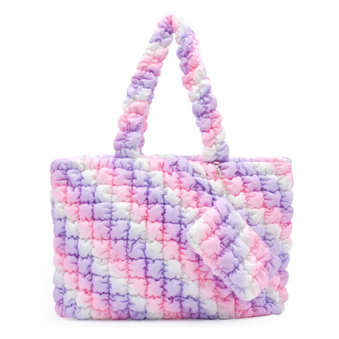 quilted scrunchies large tote bag with coin purse