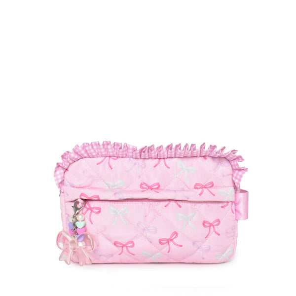 quilted bow cosmetic bag