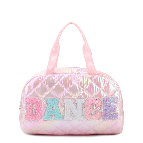 dance metallic quilted medium duffle bag