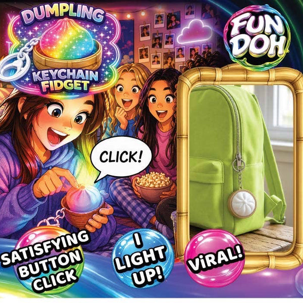 dumpling light up fidget keychain