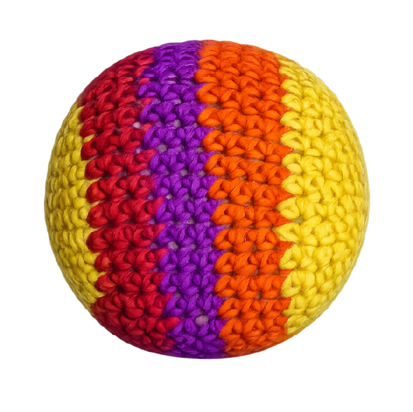 hand knitted kick pouch (hacky sack)