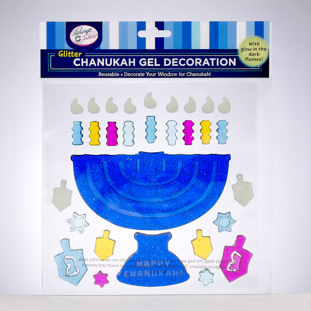 menorah glitter window gel decoration