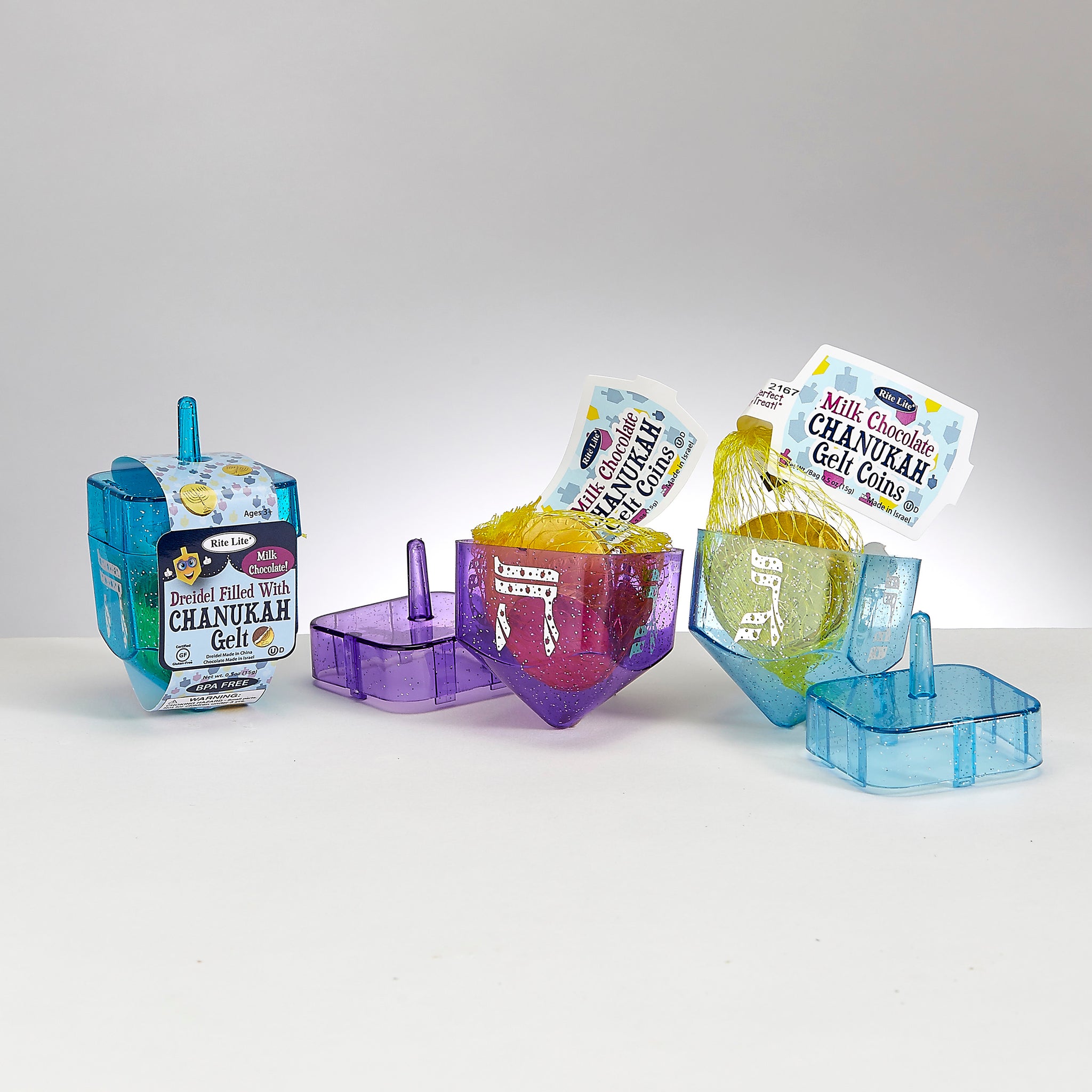 dreidel filled with hanukkah gelt