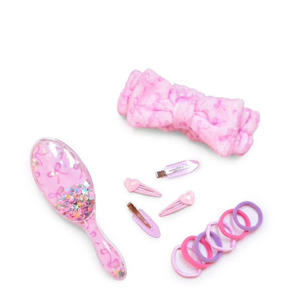 pink bow printed spa set