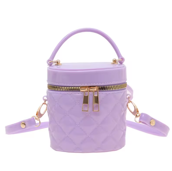 mini jelly bucket purse w/ crossbody strap