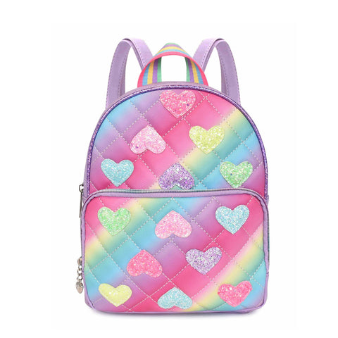 glitter heart-patched mini backpack