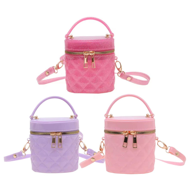 mini jelly bucket purse w/ crossbody strap