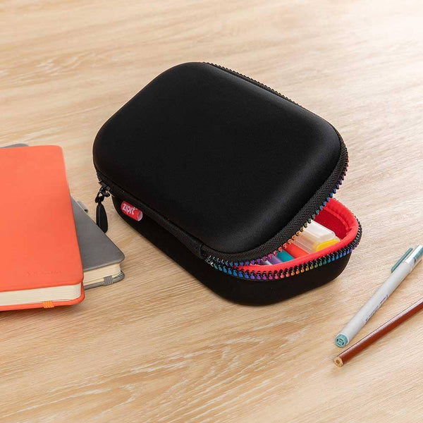 zipit black and rainbow pencil case