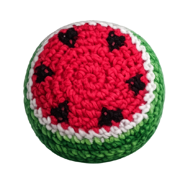 hand knitted kick pouch (hacky sack)