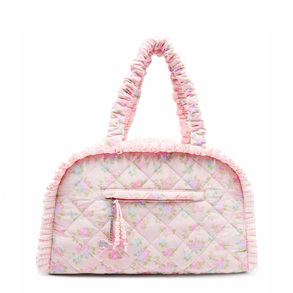 quilted floral medium duffle bag