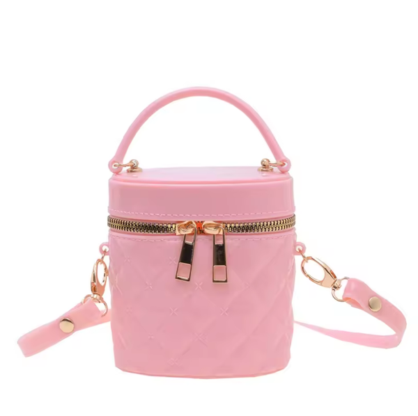 mini jelly bucket purse w/ crossbody strap