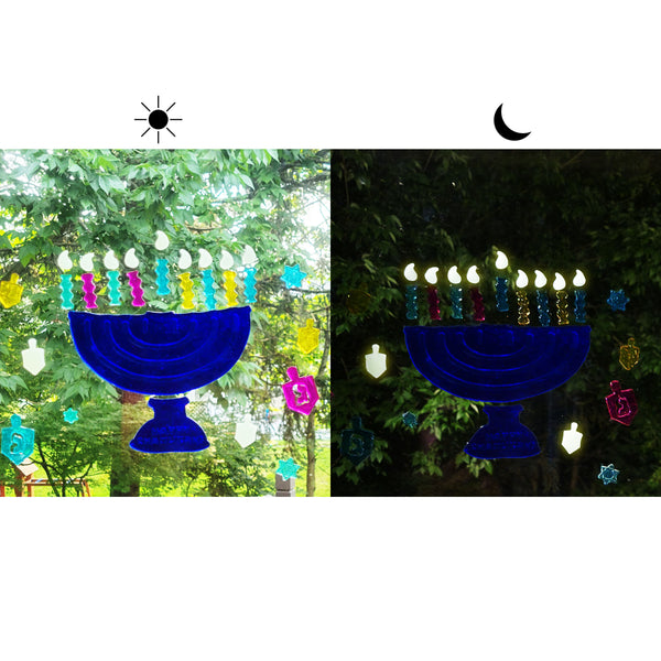 menorah glitter window gel decoration