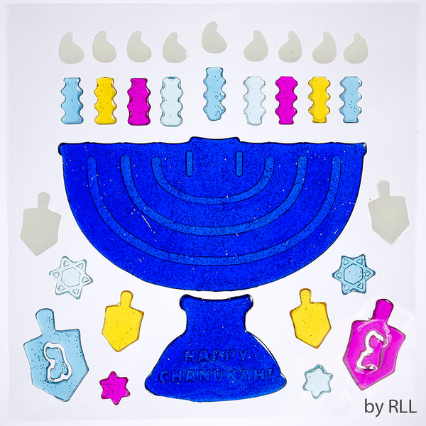 menorah glitter window gel decoration