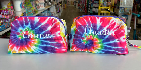 primary tie dye puffer cosmetic bag