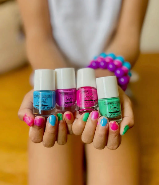 piggy paint kid’s polish box set - neon or rainbow