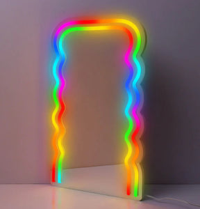 wave mirror with multicolor lights