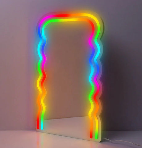 wave mirror with multicolor lights