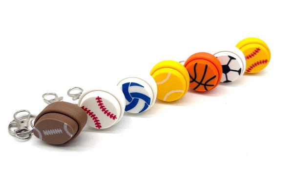 fidget clicker keychain - sports balls
