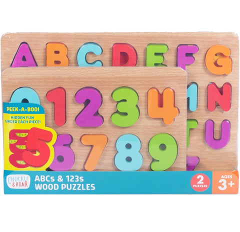 abc and 123 wood puzzles