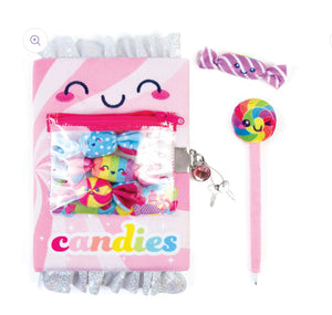 candy plush locking journal with pen