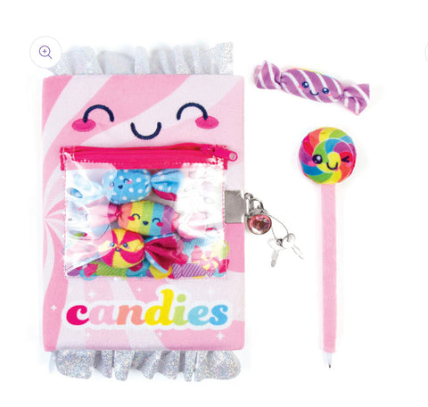 candy plush locking journal with pen
