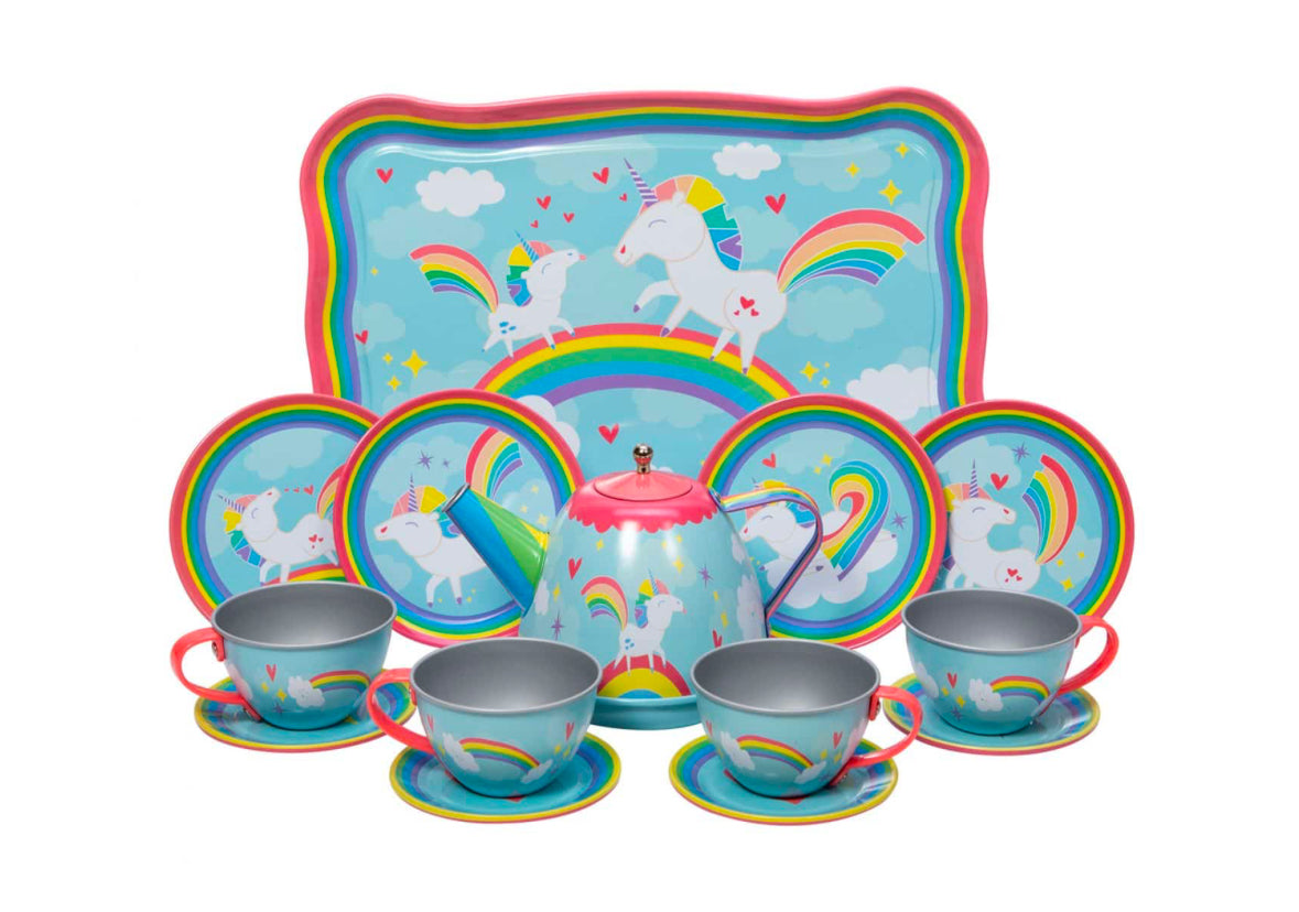 unicorn tin tea set