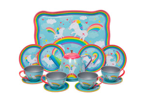 unicorn tin tea set