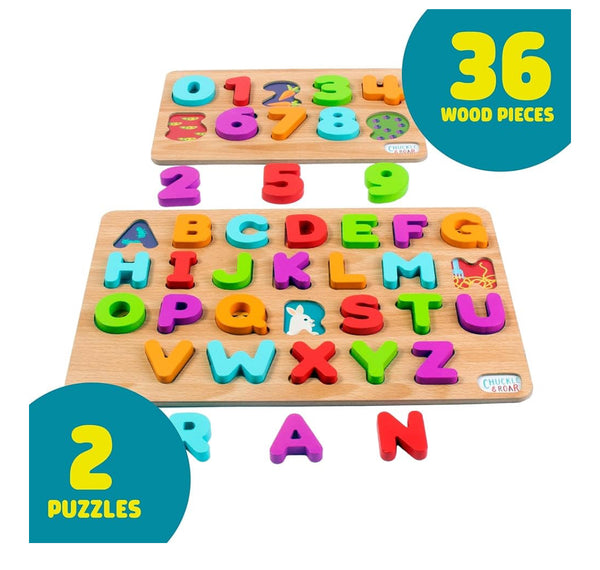 abc and 123 wood puzzles