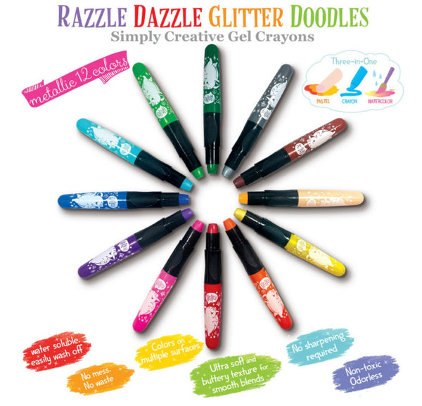 razzle dazzle glitter doodles twistable gel crayons - dancing star
