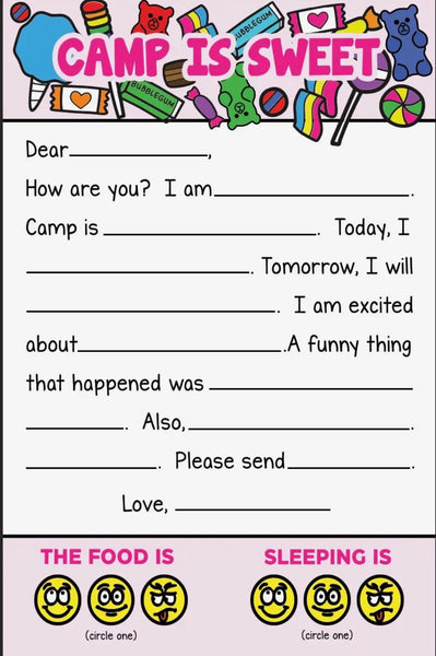camp fill in stationery