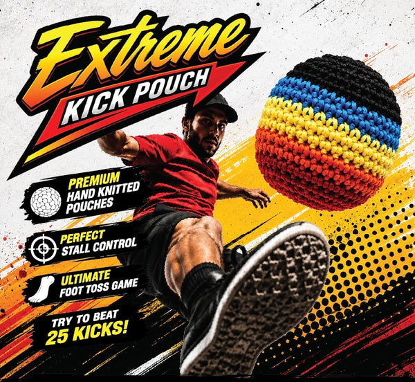 hand knitted kick pouch (hacky sack)