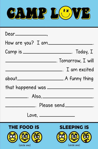 camp fill in stationery