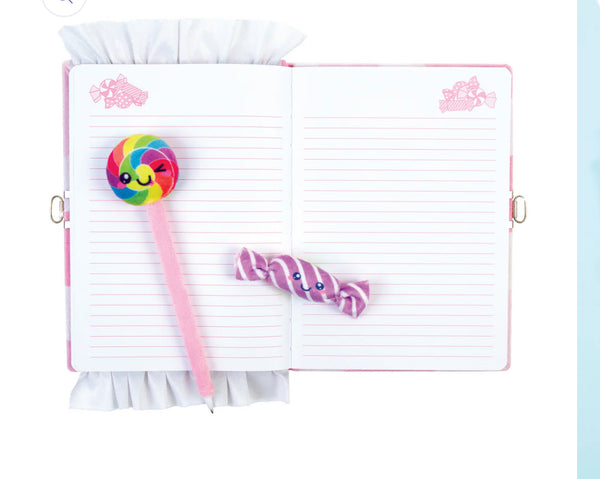 candy plush locking journal with pen