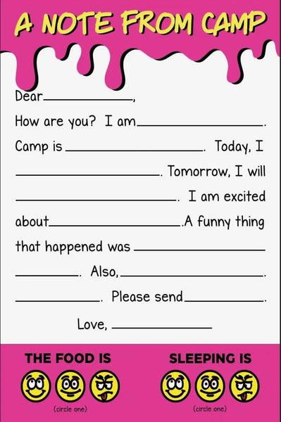 camp fill in stationery