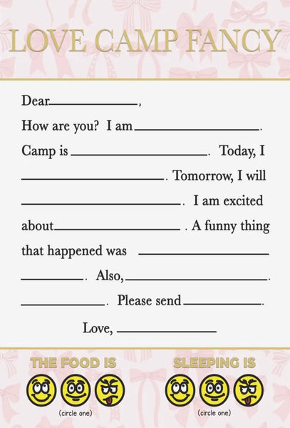 camp fill in stationery