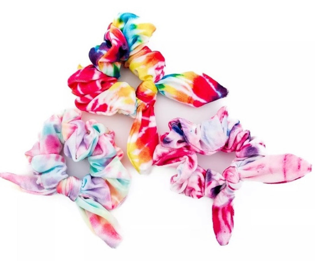 tie dye knot scrunchies