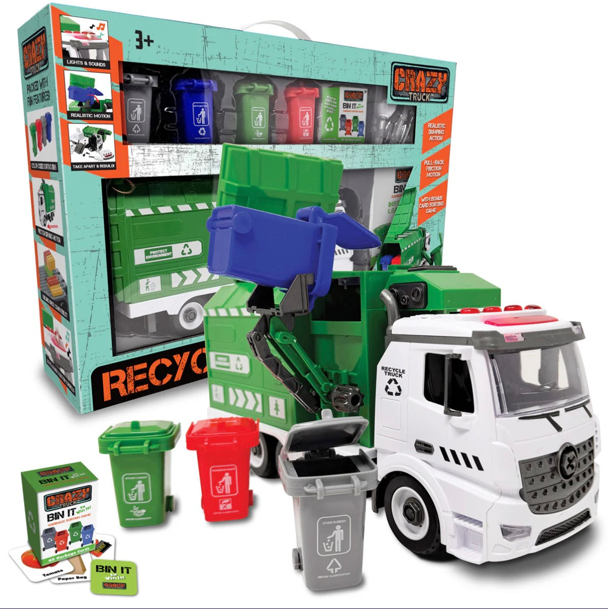 garbage recycling truck - light and sound