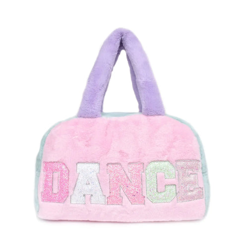 plush color blocked dance duffle bag