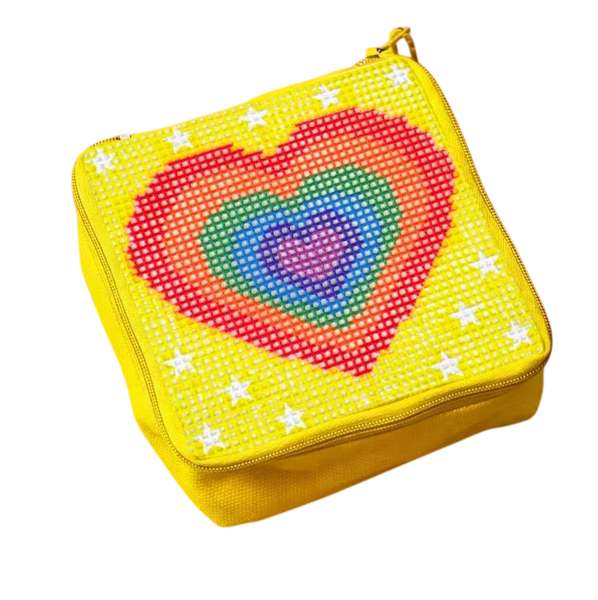 half stitch needlepoint pouch - heart or butterfly