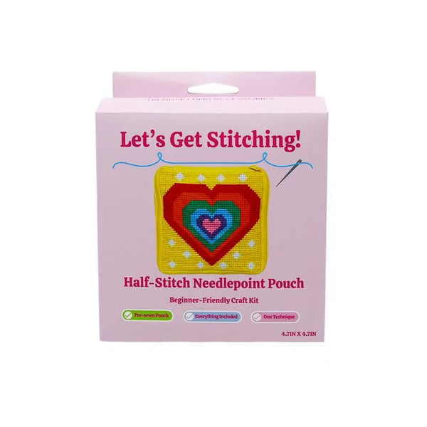 half stitch needlepoint pouch - heart or butterfly