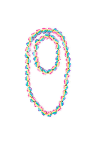 hearts of many colors necklace and bracelet set