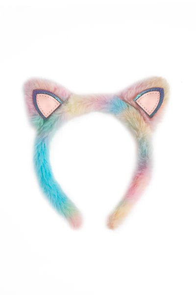 rainbow furry kitty headband