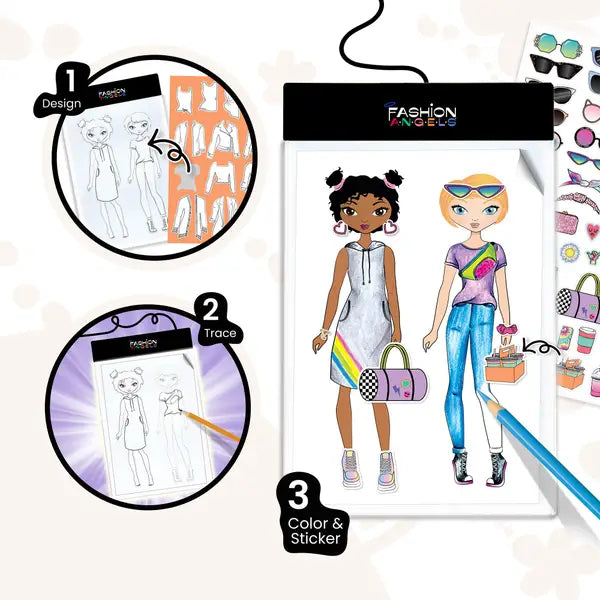 light up sketch pad - fashion drawing set