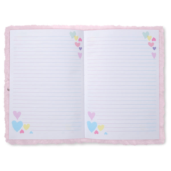 heart tie dye lock and key furry journal