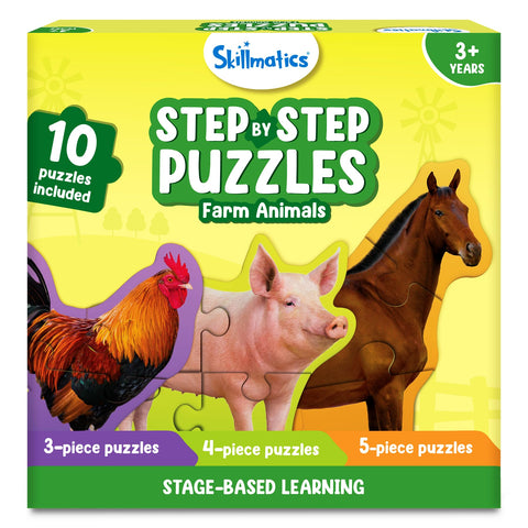 step by step puzzles - farm animals