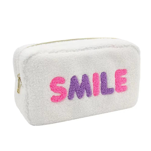 sherpa cosmetic bag - happy or smile