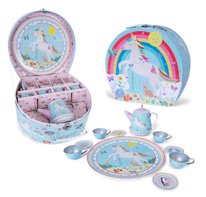 11 piece tin rainbow unicorn tea set