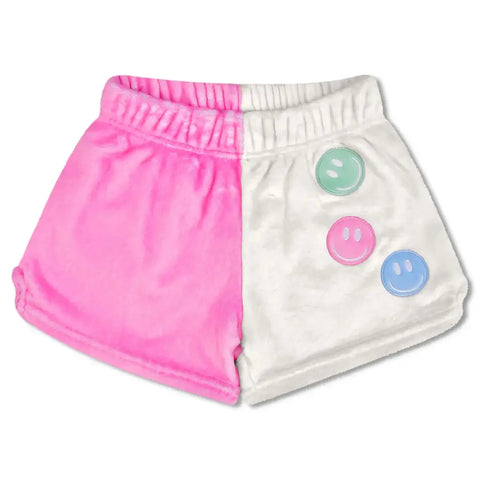 made you smile color block fuzzie shorts