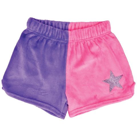 vivid violet & pink star fuzzie shorts